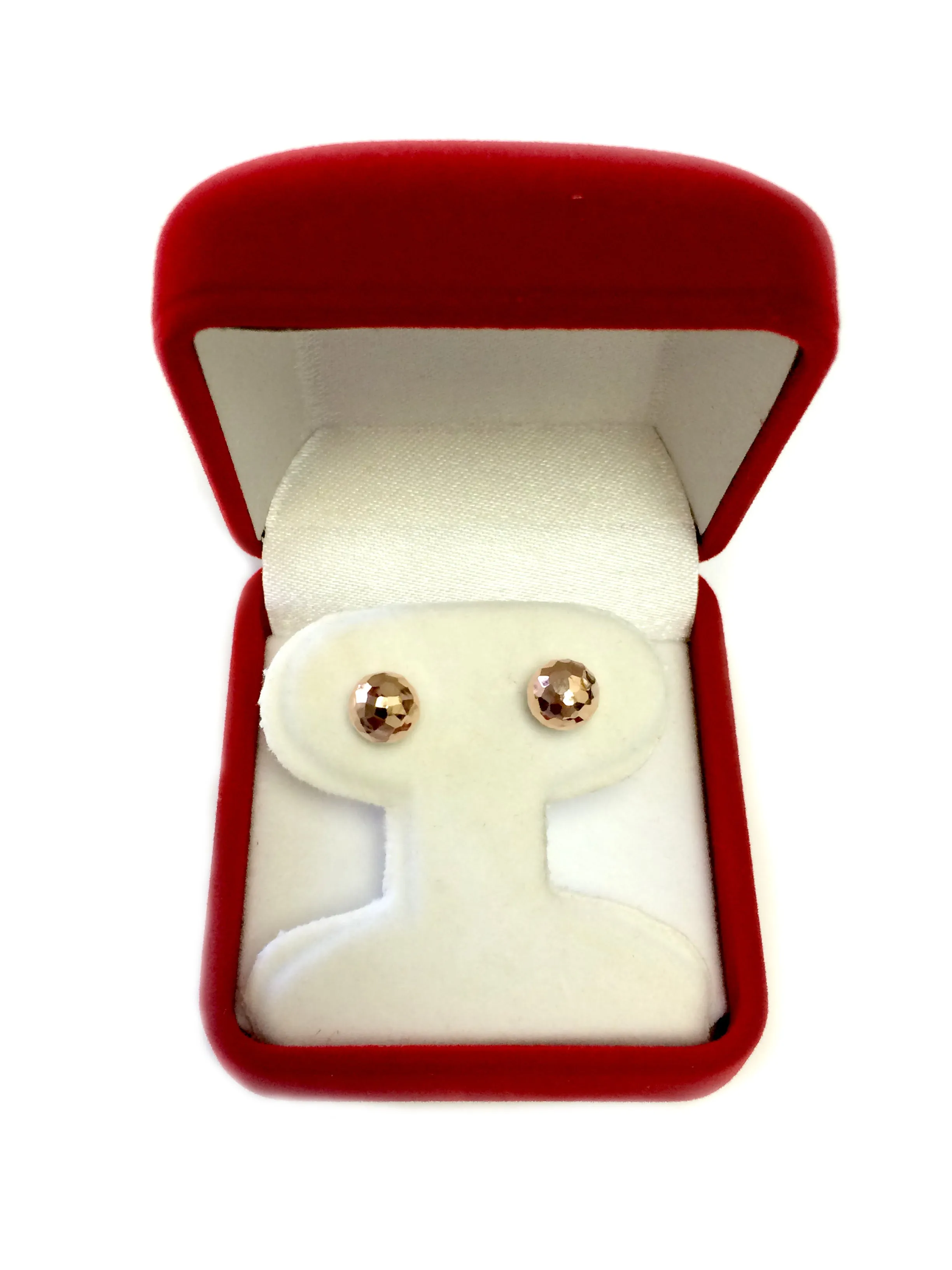 14k Gold Hammered Finish Ball Stud Earrings, 7mm