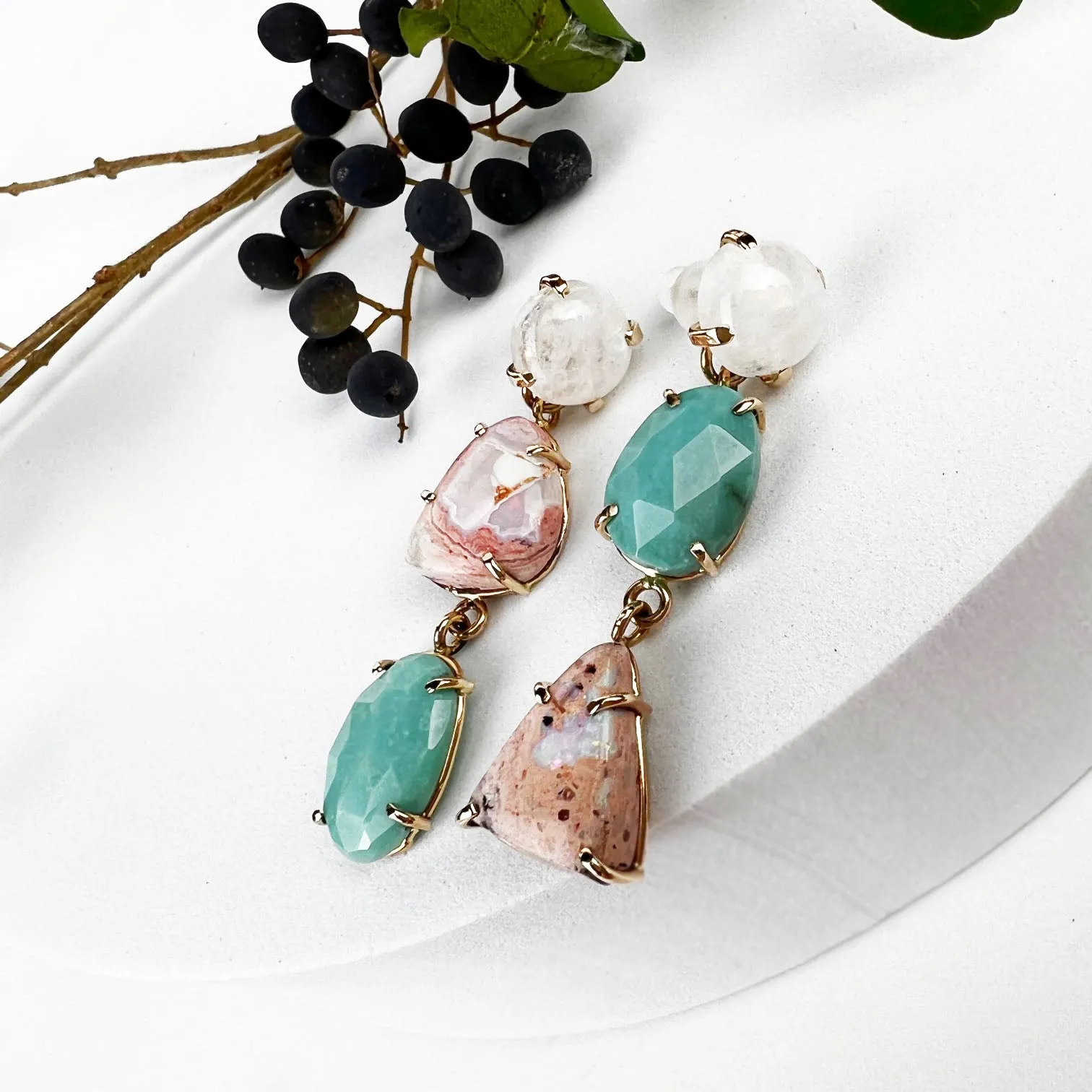 14k Opal Montage Earrings