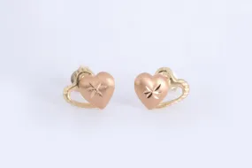 14k Two-Tone Small Heart Earrings (0.33g.)