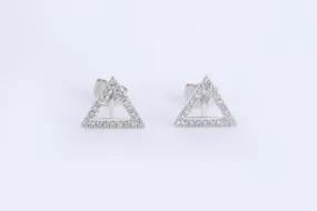 14k White Gold 0.12tcw Diamond Triangle Stud Earrings (0.89g.)