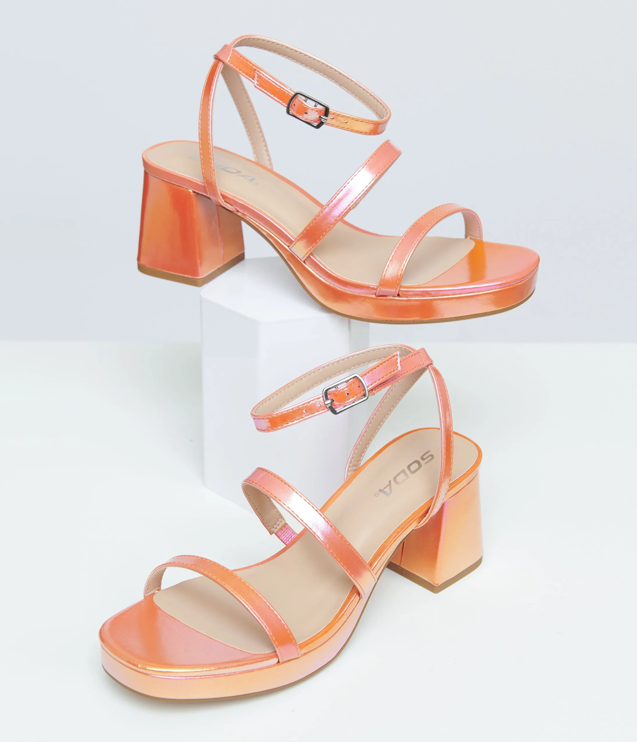 1970s Orange & Pink Shimmer Heels