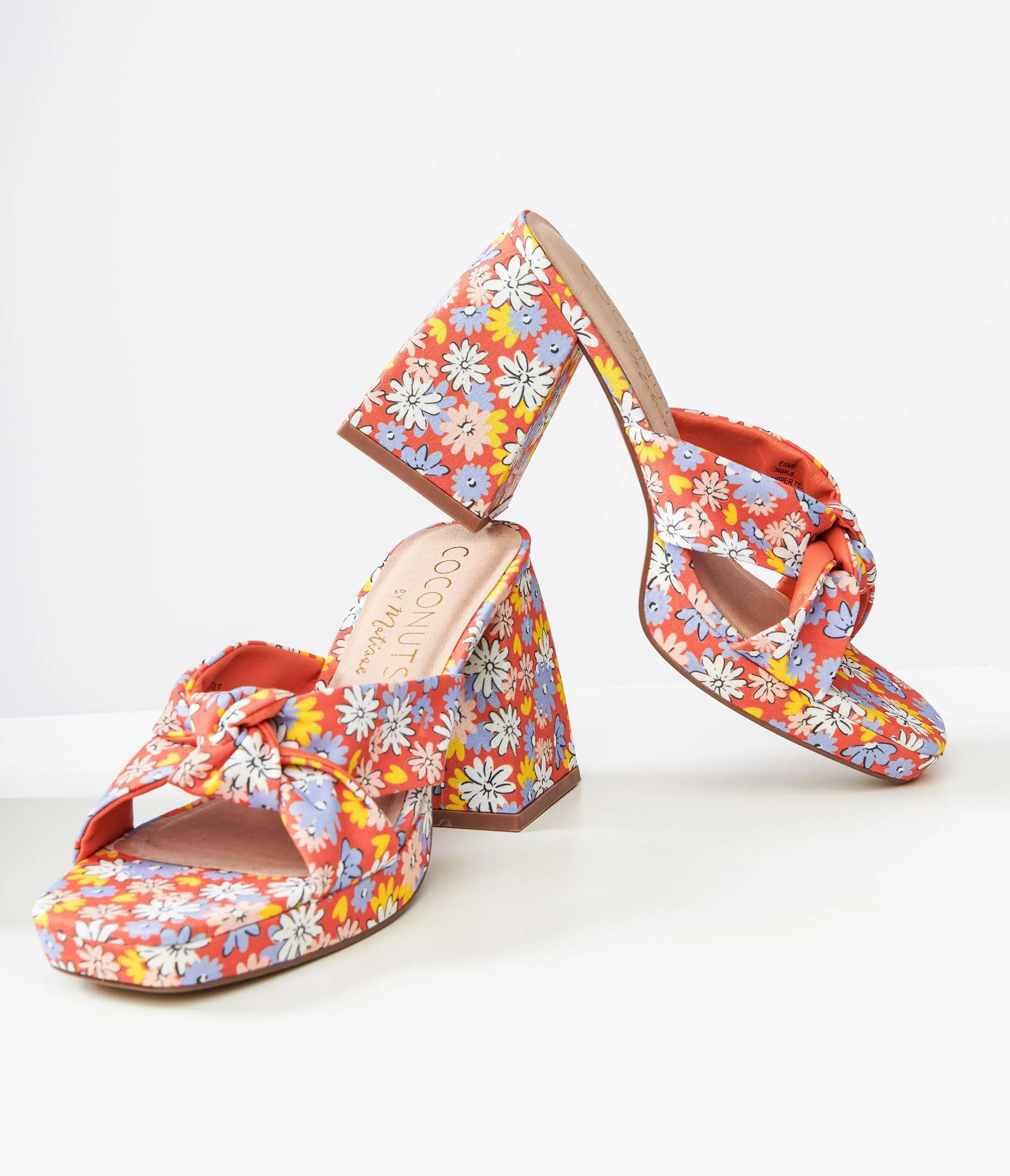 1970s Red Floral Esme Platform Heels