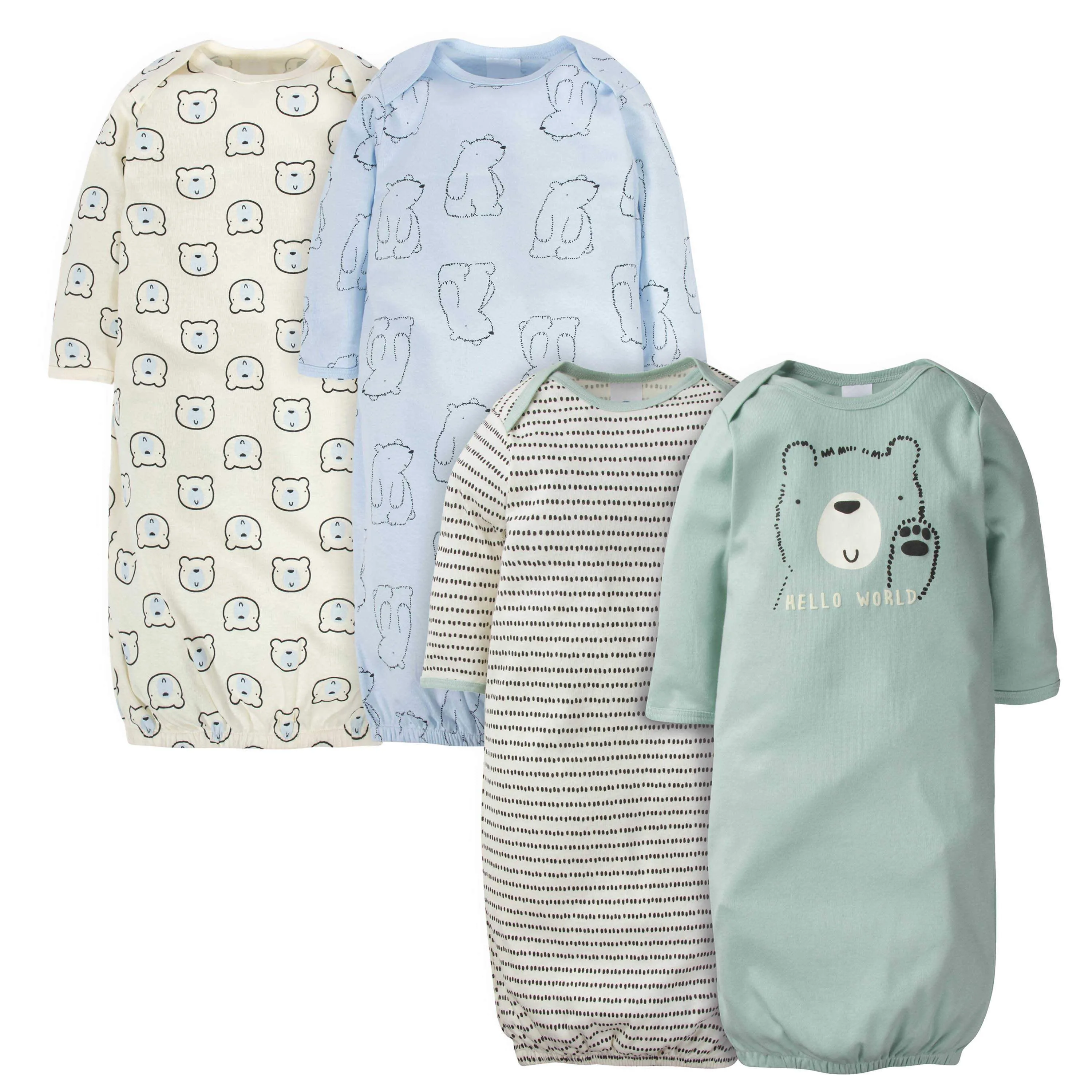 4-Pack Baby Boys Bear Gowns