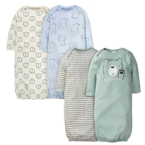 4-Pack Baby Boys Bear Gowns