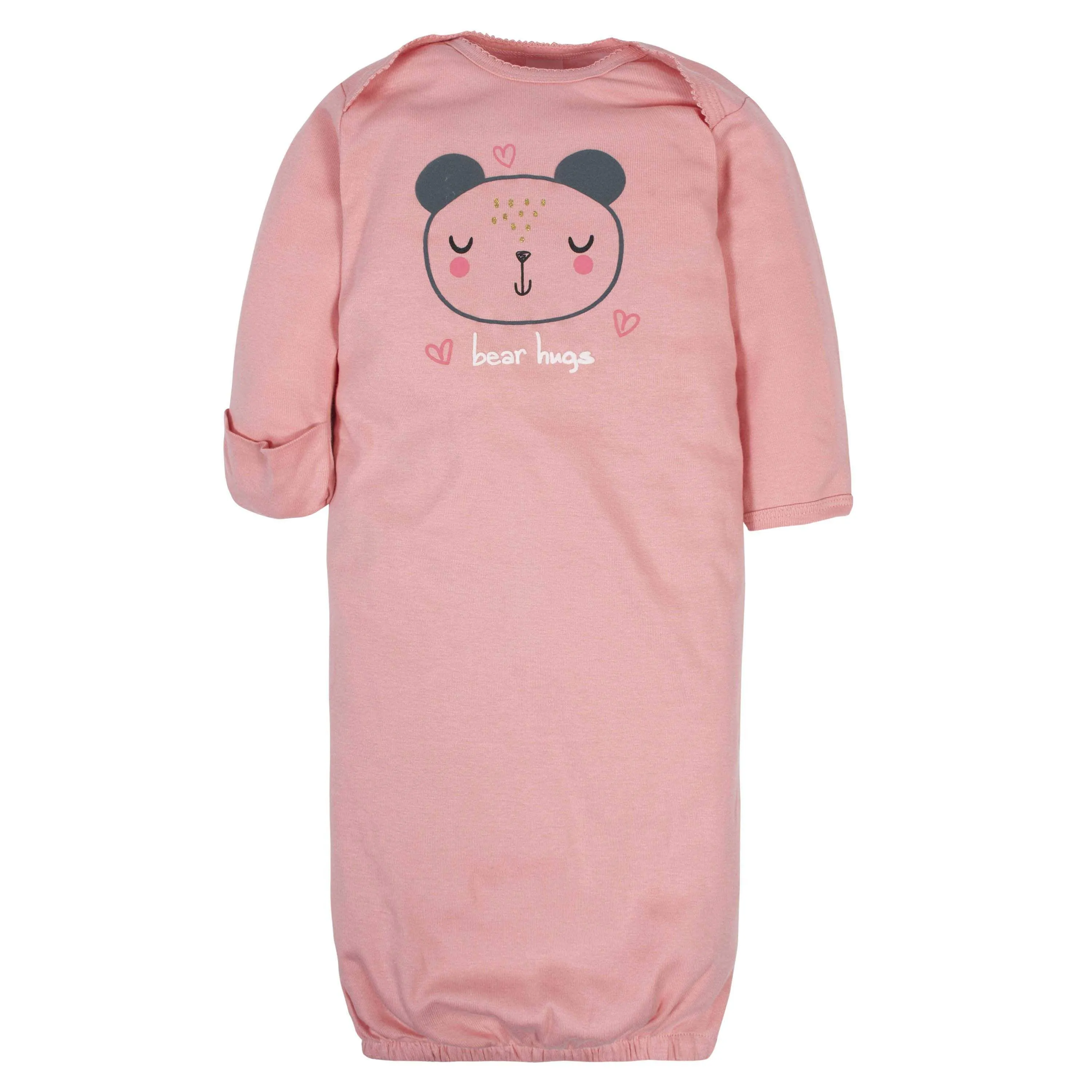 4-Pack Baby Girls Bear Gowns