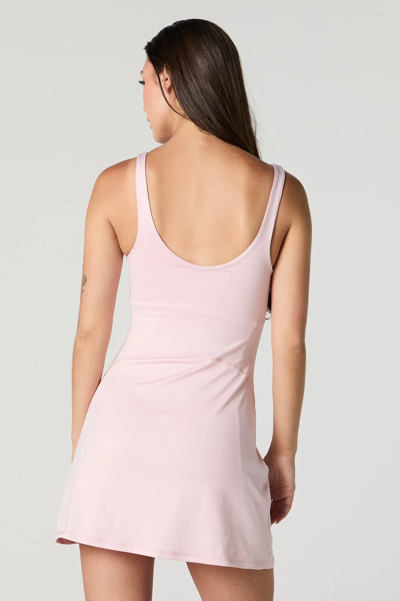 Active Scoop Neck Dress with Built-In Short