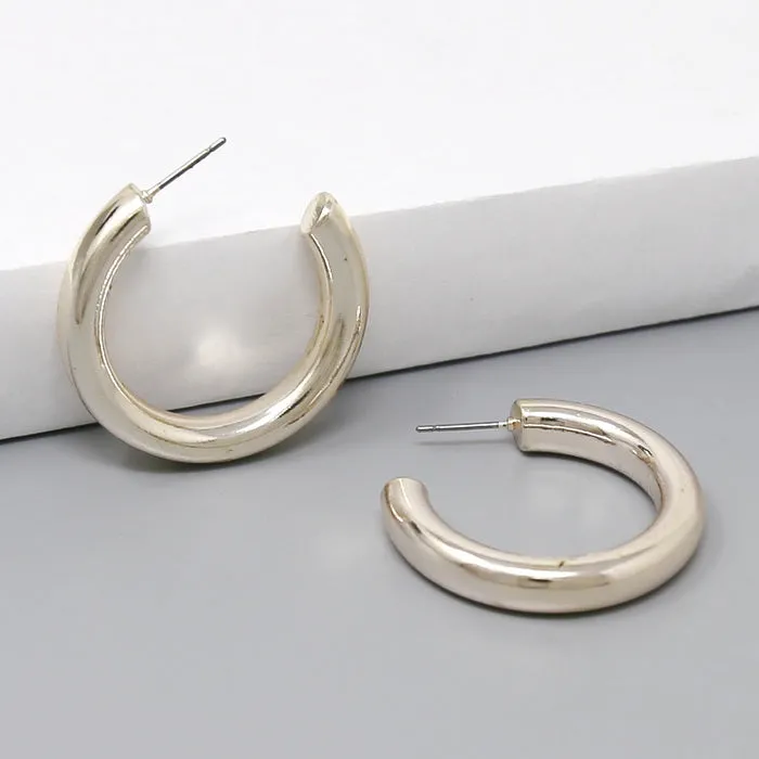 Air Brushed Metal Tube Hoop Earrings