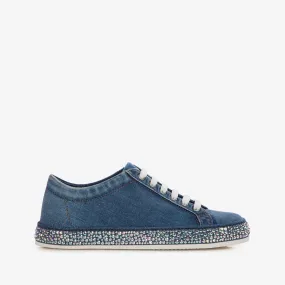 ANDREA SNEAKER Blue denim sneaker with Crystals