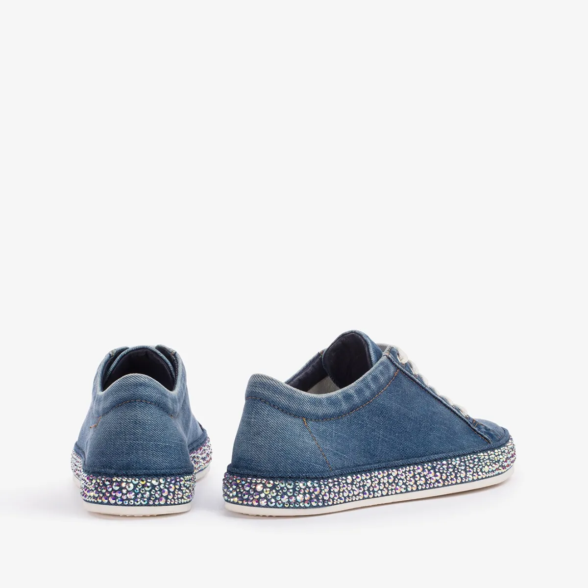 ANDREA SNEAKER Blue denim sneaker with Crystals