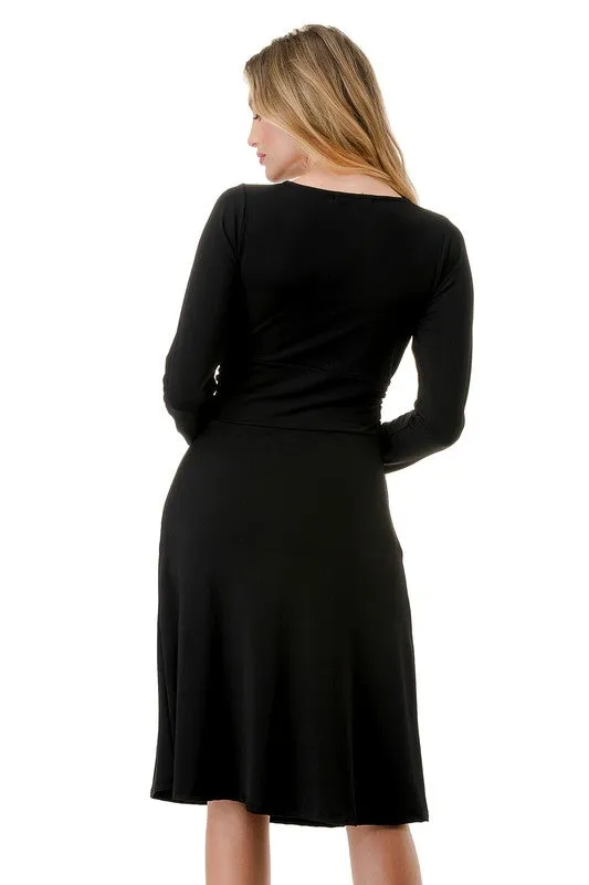 Ariella Long Sleeve Twist Dress - Black