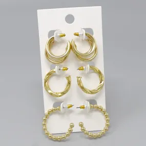 Assorted Hoop Earrings Set