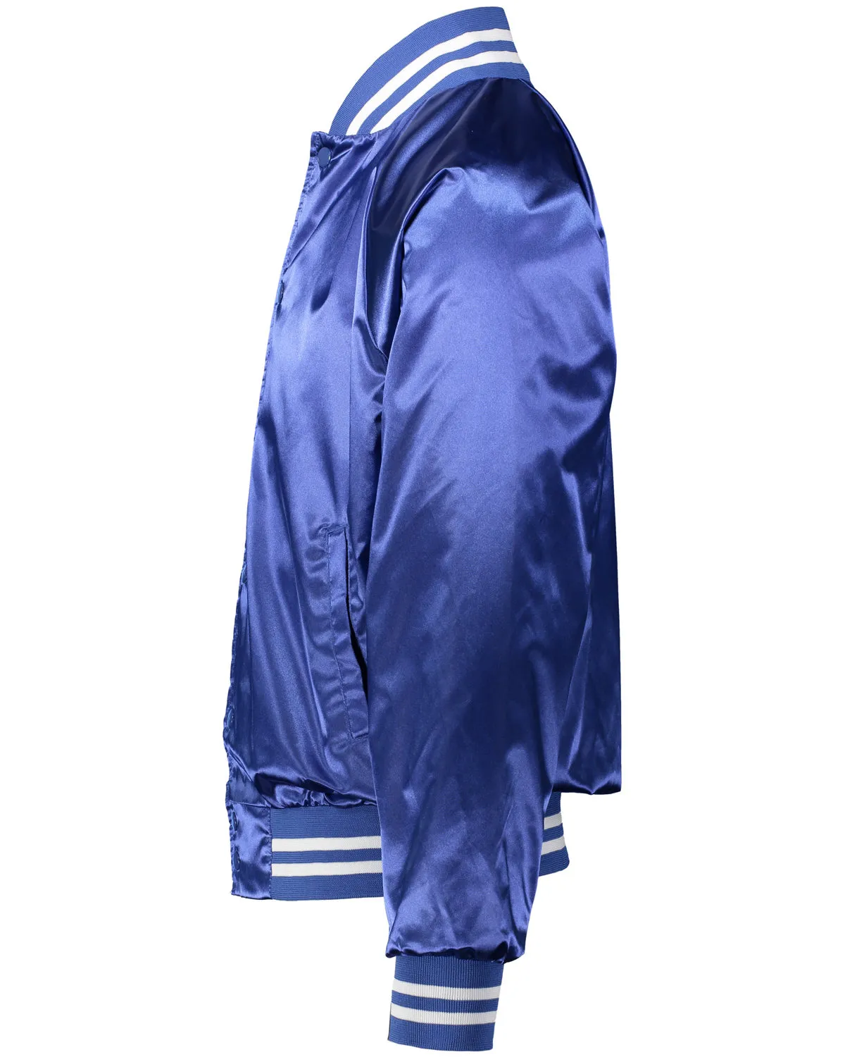 Augusta Sportswear 3610 Satin Baseball Jacket Striped Trim SKU: 3610