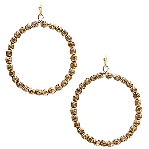 Ball Textured Metal Hoop Earrings