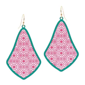 Barbie Theme Textured Metal Filigree Earrings