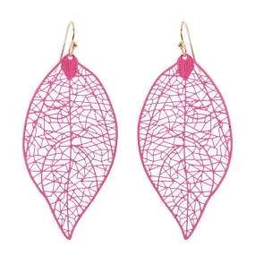 Barbie Theme Textured Metal Leaf Filigree Earrings