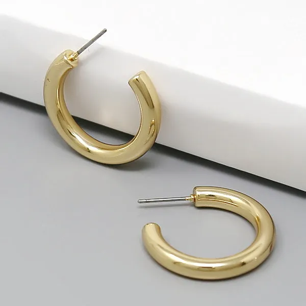 Basic Metal Tube Hoop Earrings