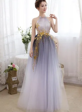 Beautiful Gradient Tulle Halter Elegant Formal Gowns, Charming Party Gowns Graduation Dress