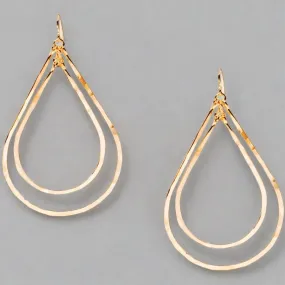 Bella Double Drop Hammered Gold Earrings