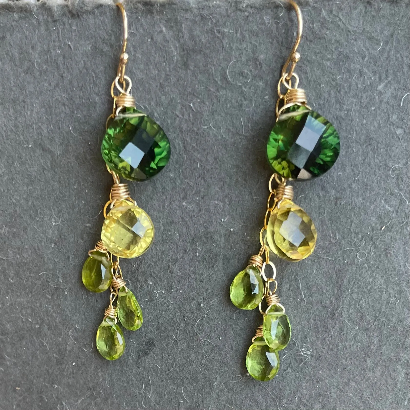 Bicolor Lemon Lime Cascade Earrings