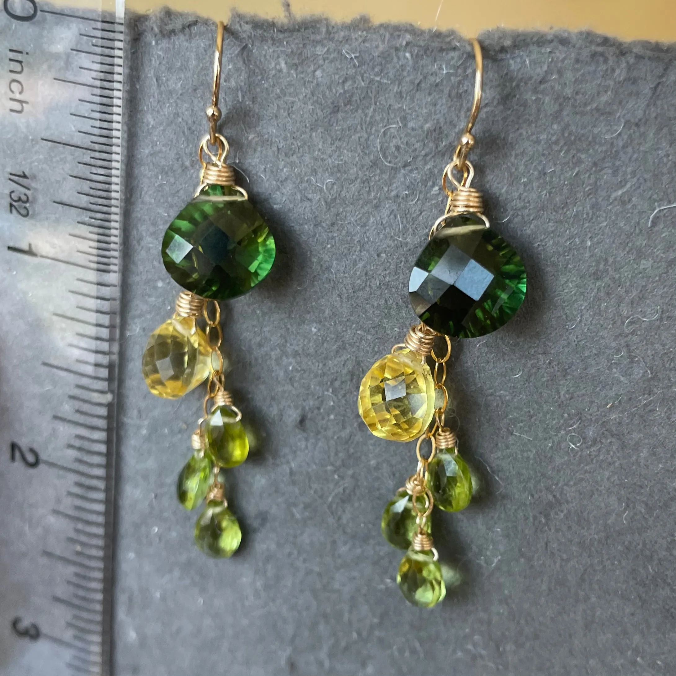 Bicolor Lemon Lime Cascade Earrings