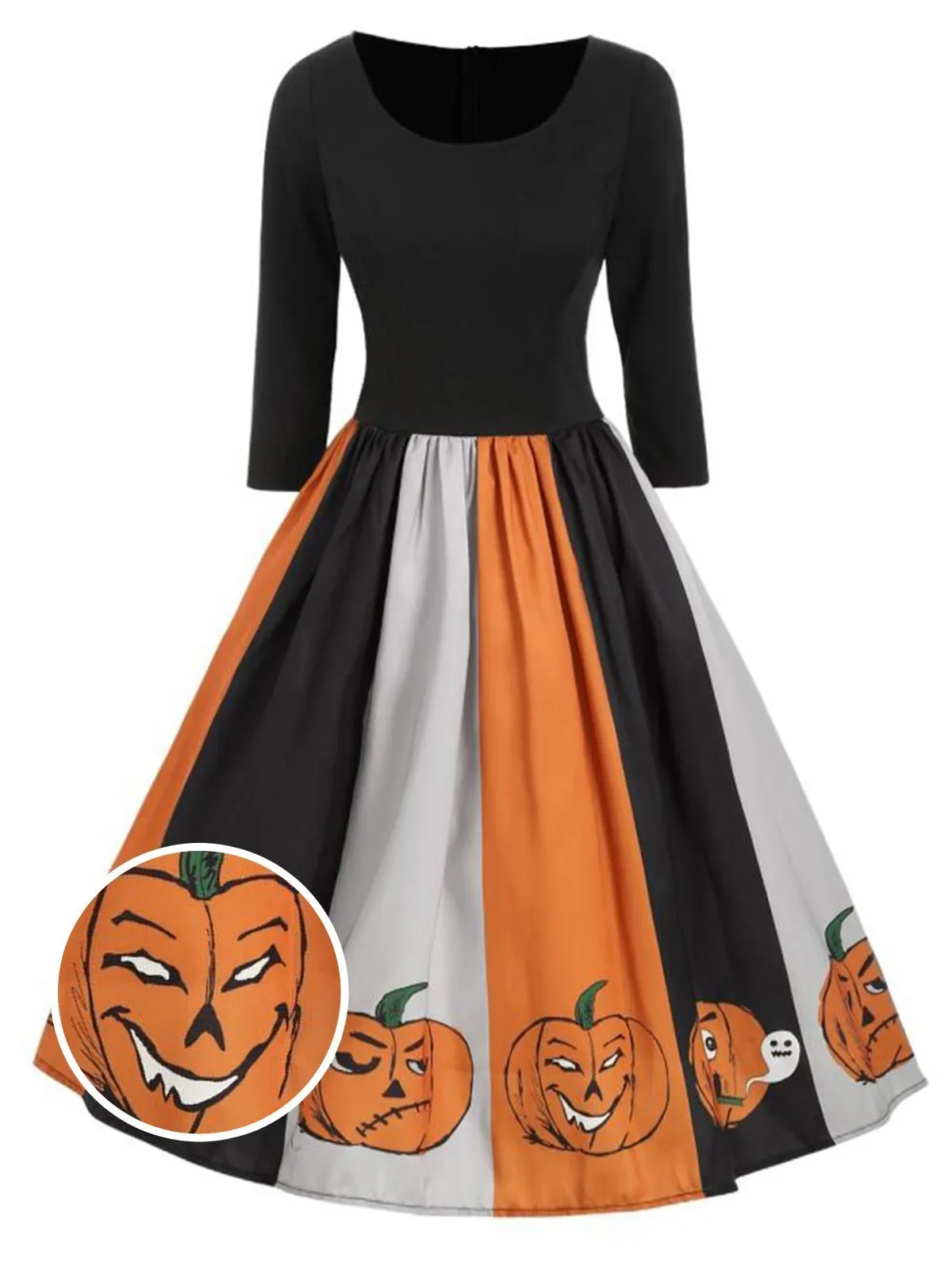 Black 1950s Halloween Pumpkin Dress