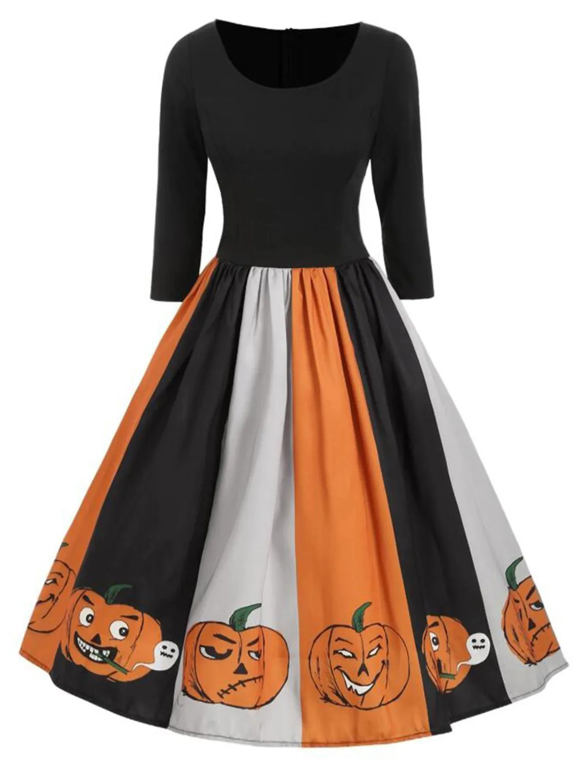 Black 1950s Halloween Pumpkin Dress