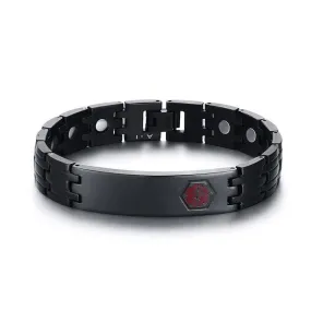 Black Matte Stainless Steel Medical Alert Bracelet