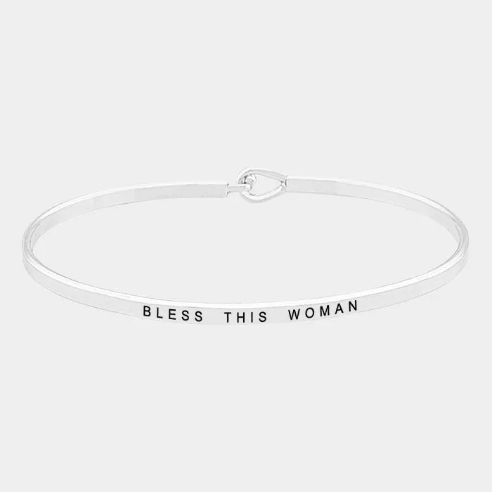 Bless This Woman Rhodium Metal Mantra Bracelet