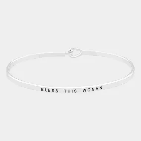 Bless This Woman Rhodium Metal Mantra Bracelet