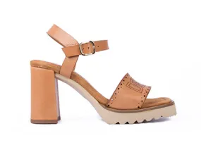 Block Heel Sandals, Natural