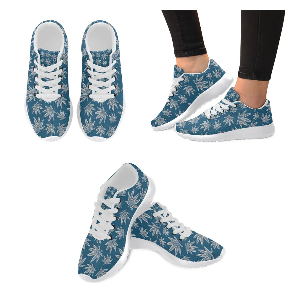 Blue and Gray Weed Pattern Men’s Running Shoes