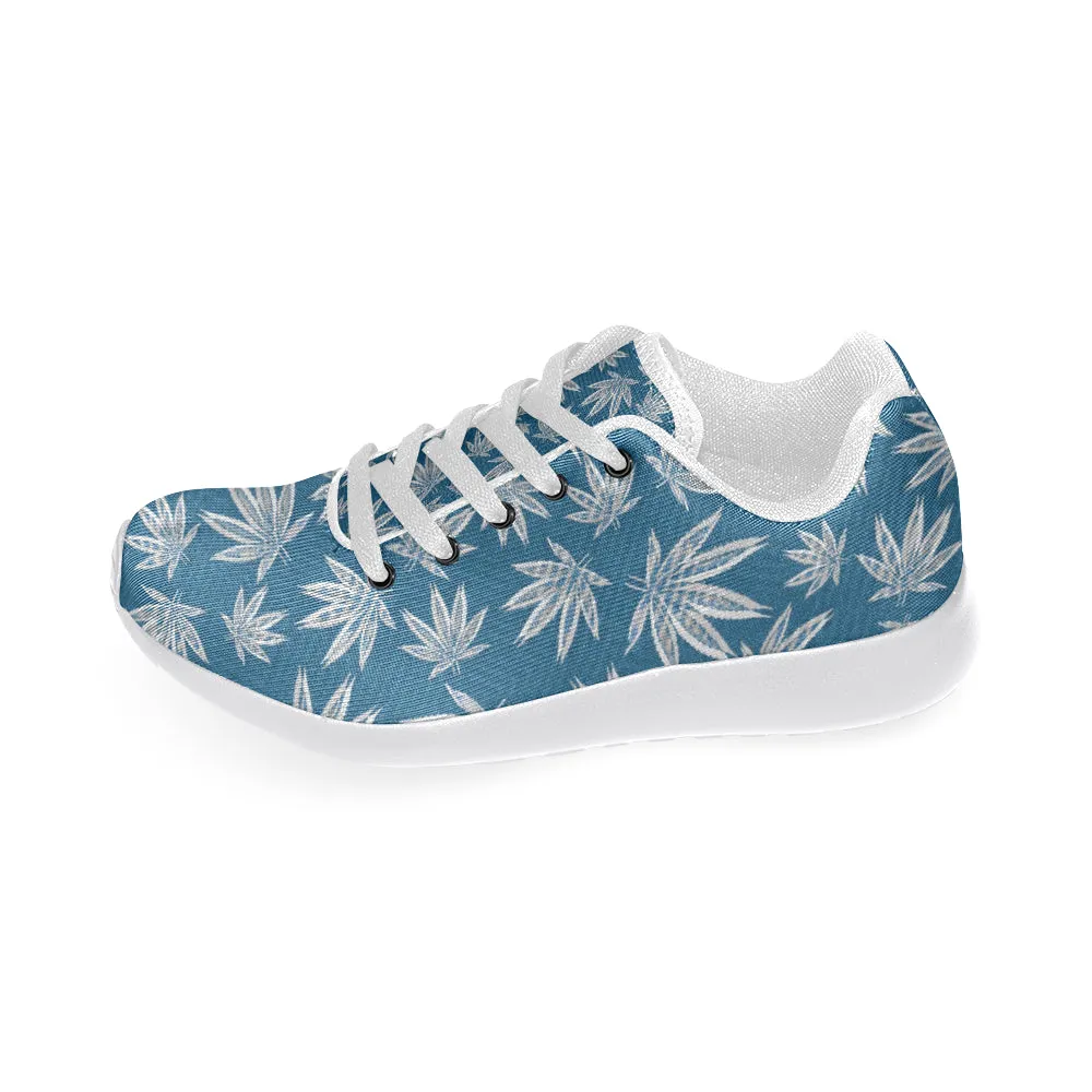 Blue and Gray Weed Pattern Men’s Running Shoes