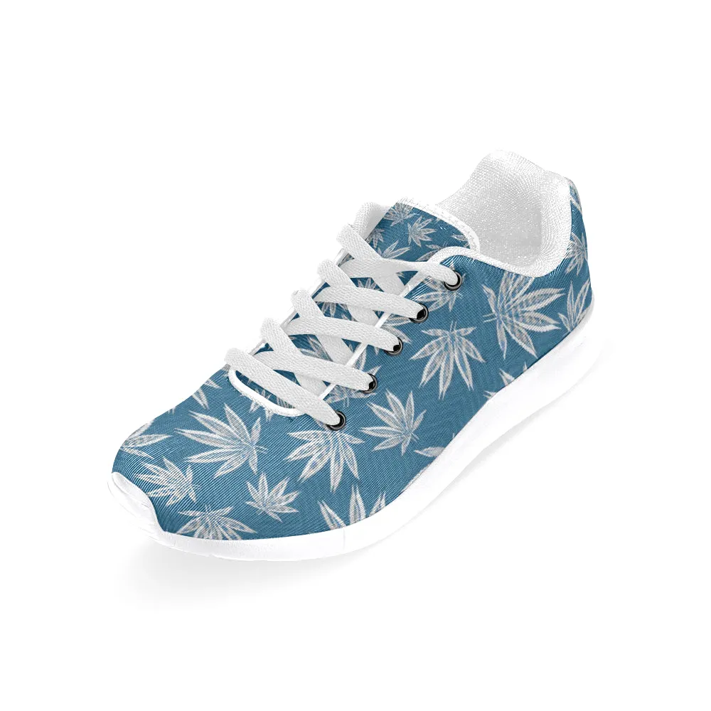 Blue and Gray Weed Pattern Men’s Running Shoes