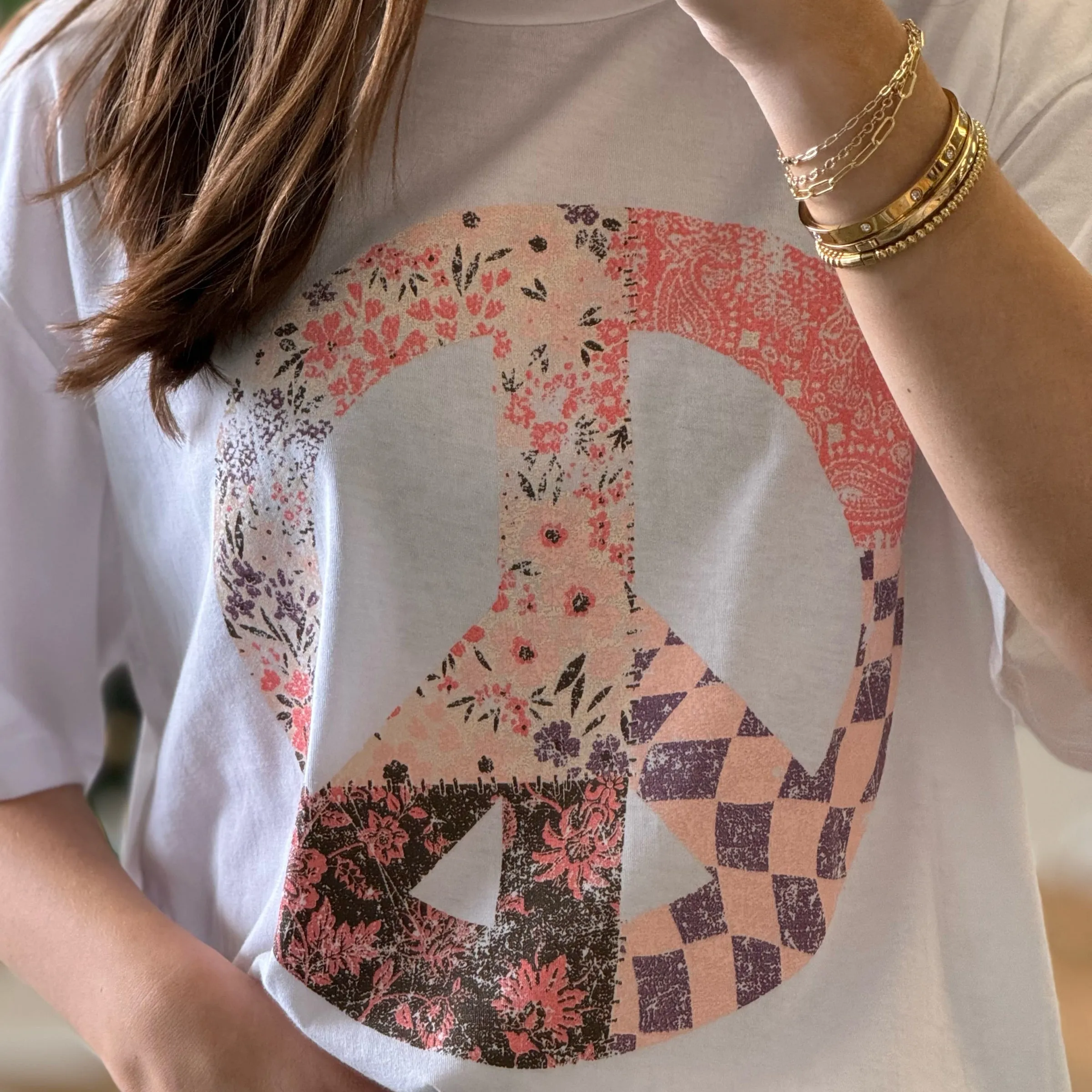 Boho Peace Floral Vintage Graphic Tee