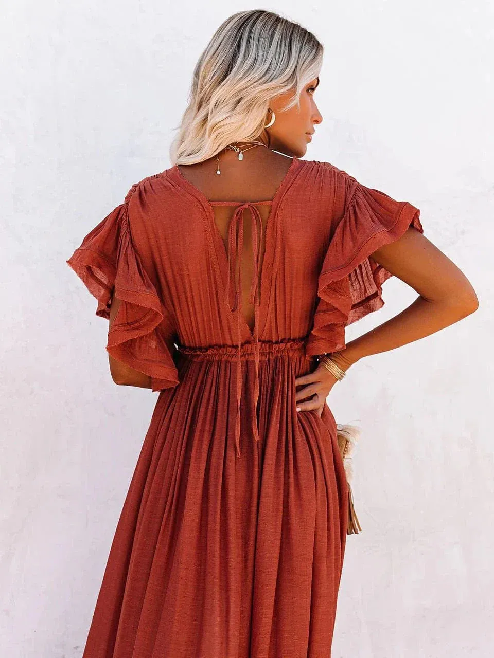 Boho Swing Maxi Dress With Backless Design for Women