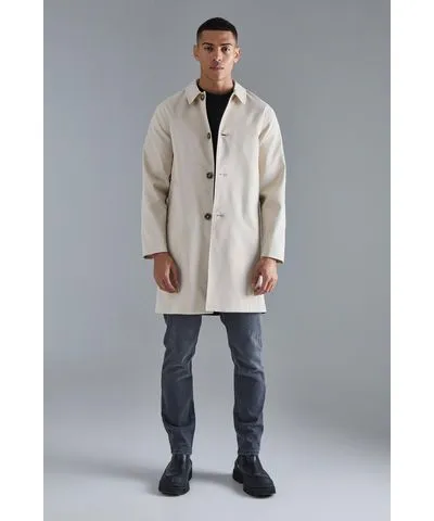 boohooMAN Mens Classic Contrast Panel Trench Coat