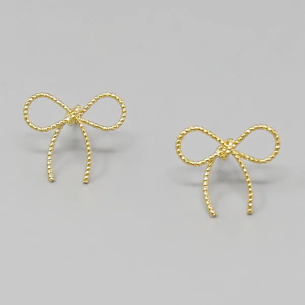 Bow Gold Dipped Metal Stud Earrings