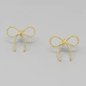 Bow Gold Dipped Metal Stud Earrings