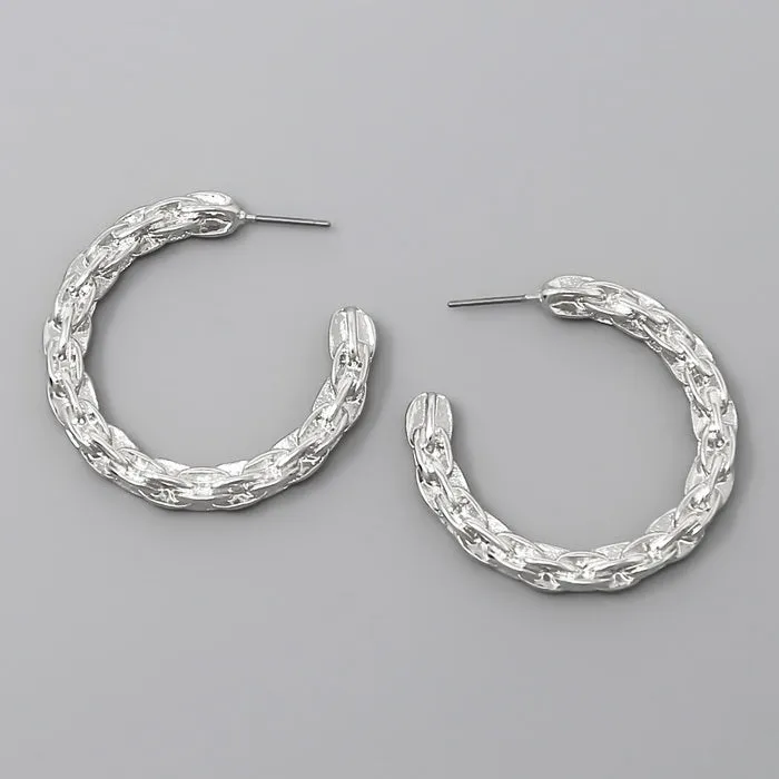 Braided Metal Hoop Earrings