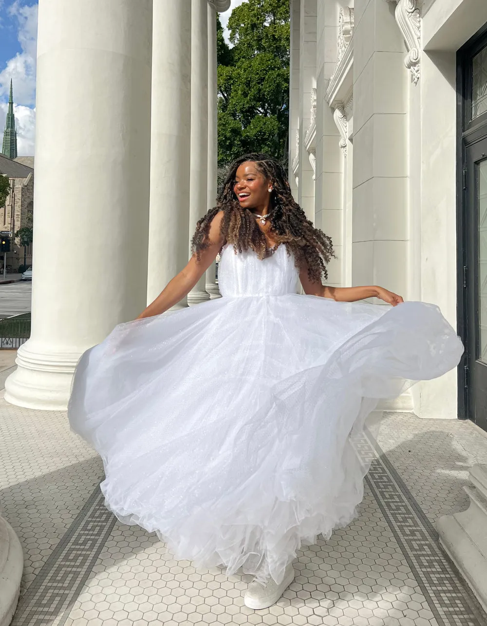 BRIDE VIBES TULLE DRESS WHITE