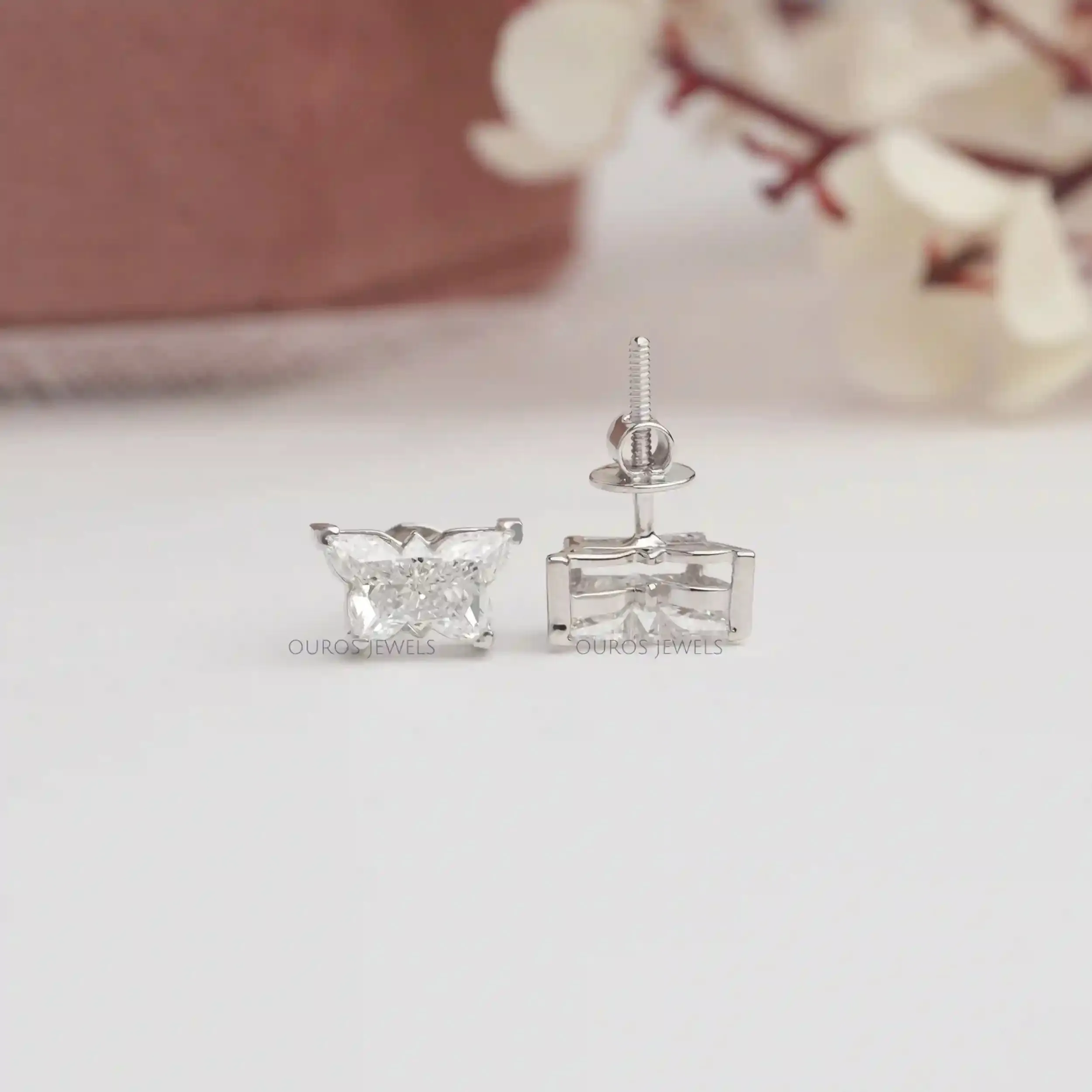 Butterfly Cut Lab Grown Diamond Stud Earrings