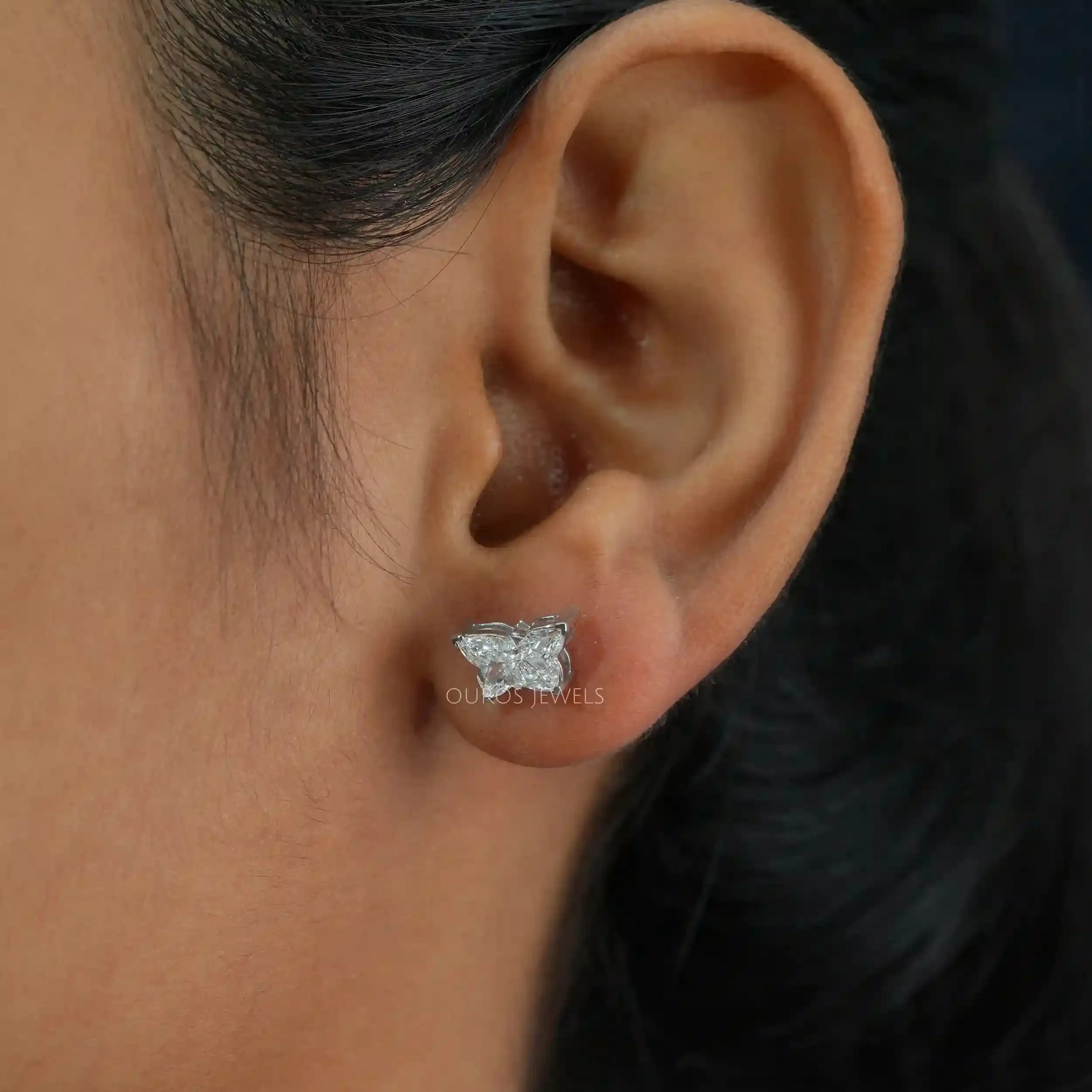 Butterfly Cut Lab Grown Diamond Stud Earrings