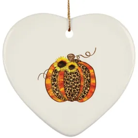 Ceramic Heart Ornament, Halloween Heart Ornament, Ceramic Halloween Ornament, White Heart Ornament, Fall Heart Ornaments Gift He