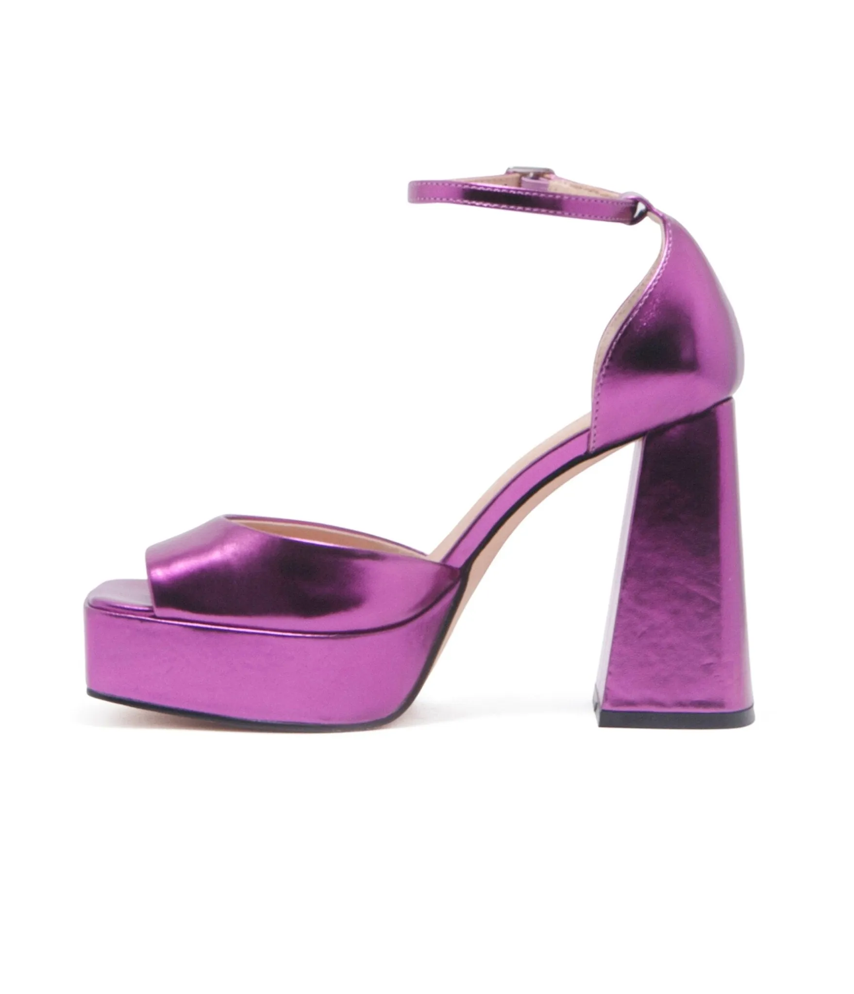 Chelsea Crew 1970s Metallic Pink Platform Chaser Heels