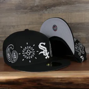 Chicago White Sox All Over Paisley Bandana Pattern Grey Bottom 5950 Fitted Cap | Black