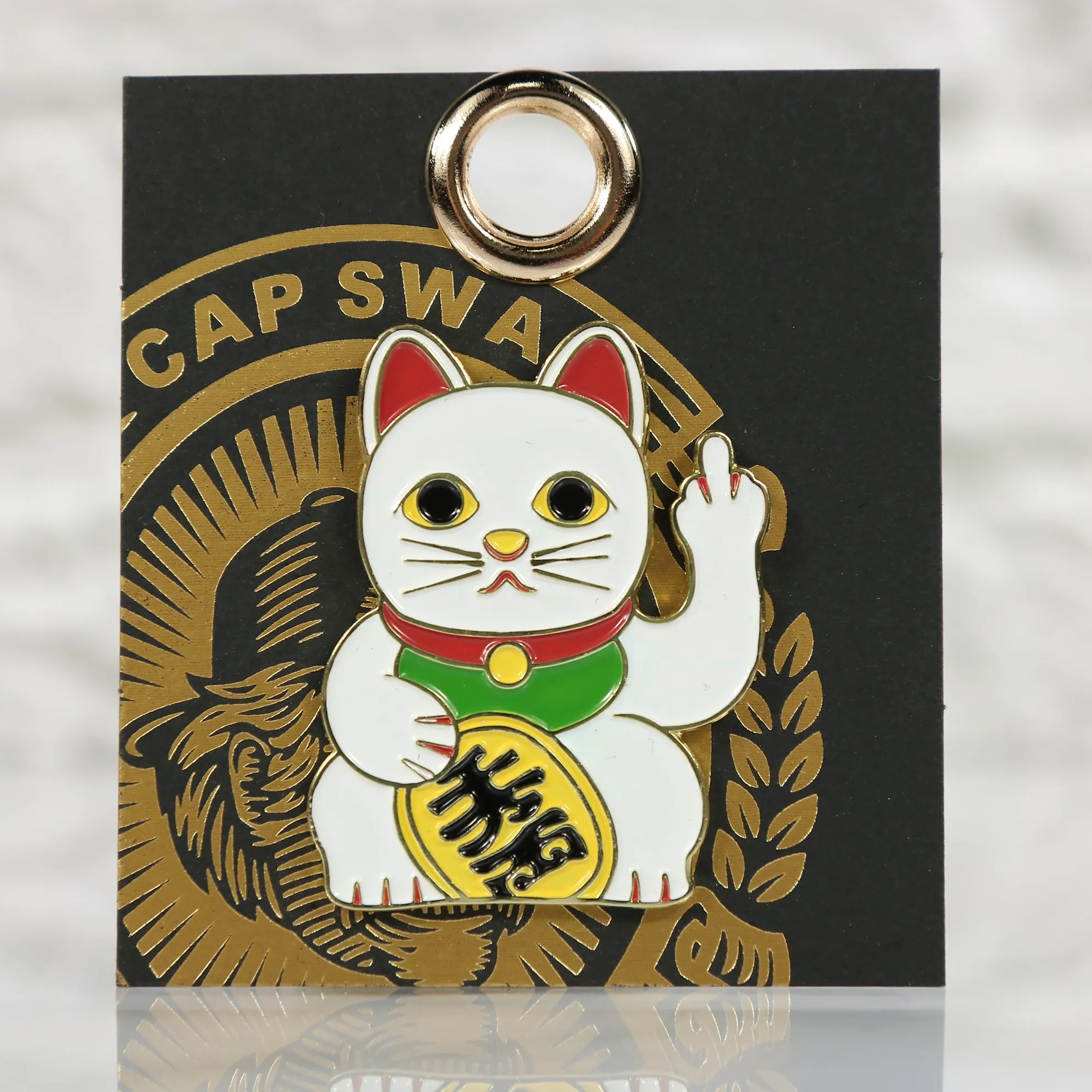 Chinese Take Out Restaurant Cat Fitted Cap Pin | Enamel Pin For Hat