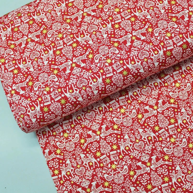 Christmas Cotton - Red - Delicate Scandi Stags