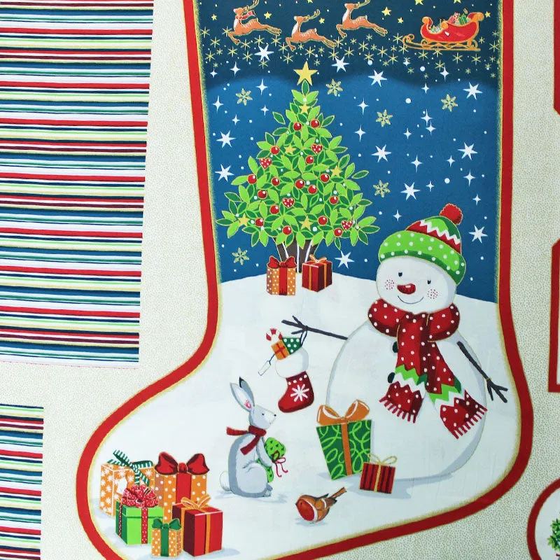 Christmas Stocking Panel - Father Christmas and a Snowman