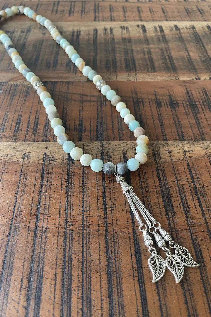 COLLIER BOHO AMAZONITE FEUILLES