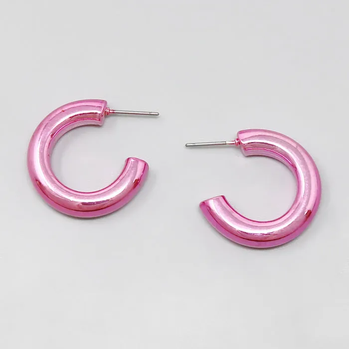 Color Dipped Metal Tube Hoop Earrings